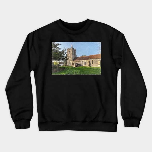 Blewbury Church in Oxfordshire Crewneck Sweatshirt by IanWL